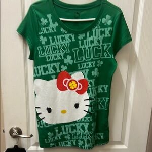 Hello Kitty Green Short Sleeve Tee with Graphic Design